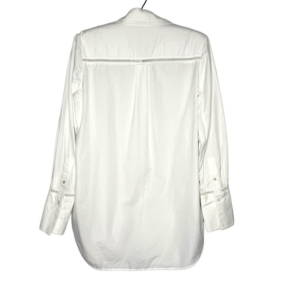 Vince M White Cotton Tunic Button Up Long Sleeve Ladder Lace Minimalist $328 - Picture 2 of 6